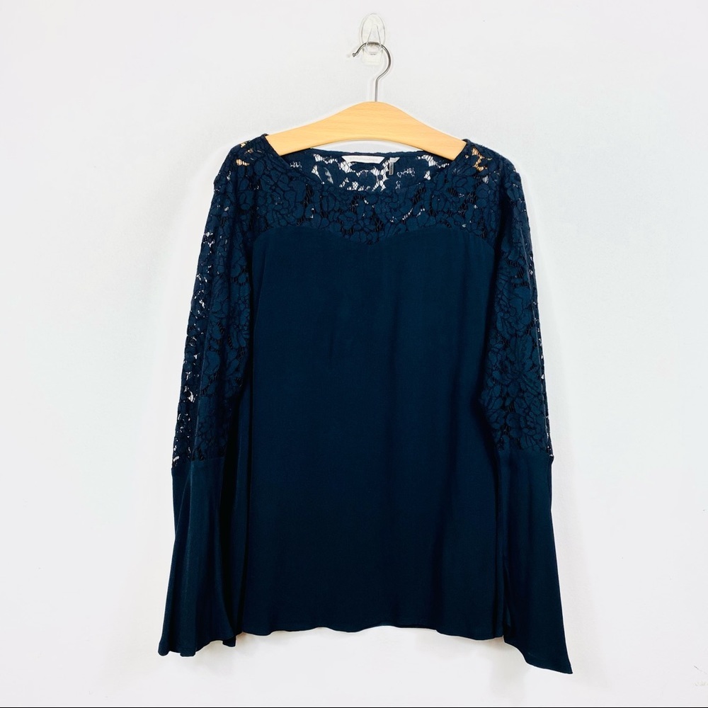 Soft Surroundings Black lace Bell Sleeves Blouse Size Extra Large